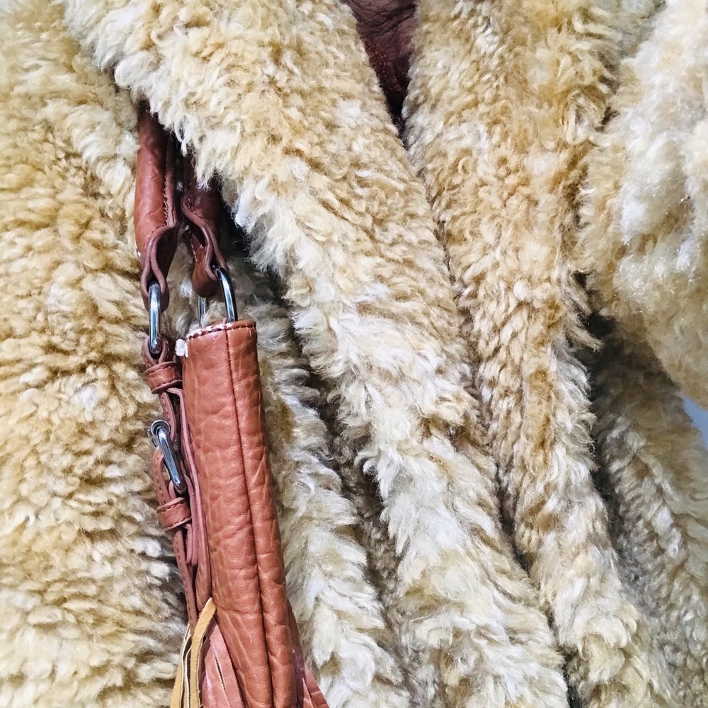 H&M Faux Fur Honey Colour Teddy Jacket Size Small
